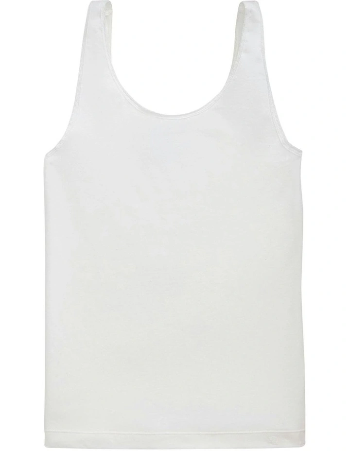 Cotton & Lace Scoop Neck Tank Top in Silk White image 7