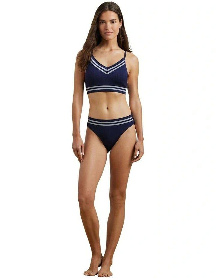 Cricket Cable Knit High Cut Seamless Bikini Brief in Navy image 4
