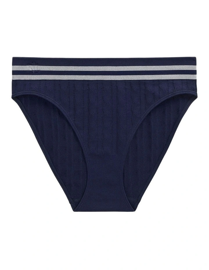 Cricket Cable Knit High Cut Seamless Bikini Brief in Navy image 6