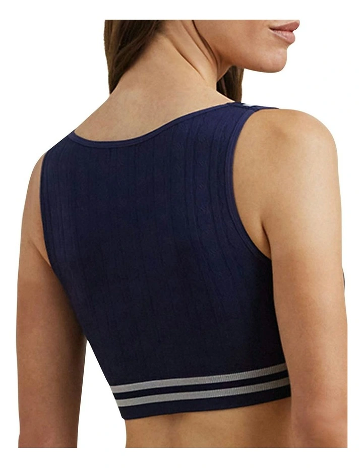 Cricket Cable Knit Lightly-Lined Crop Top Bra in Navy image 2