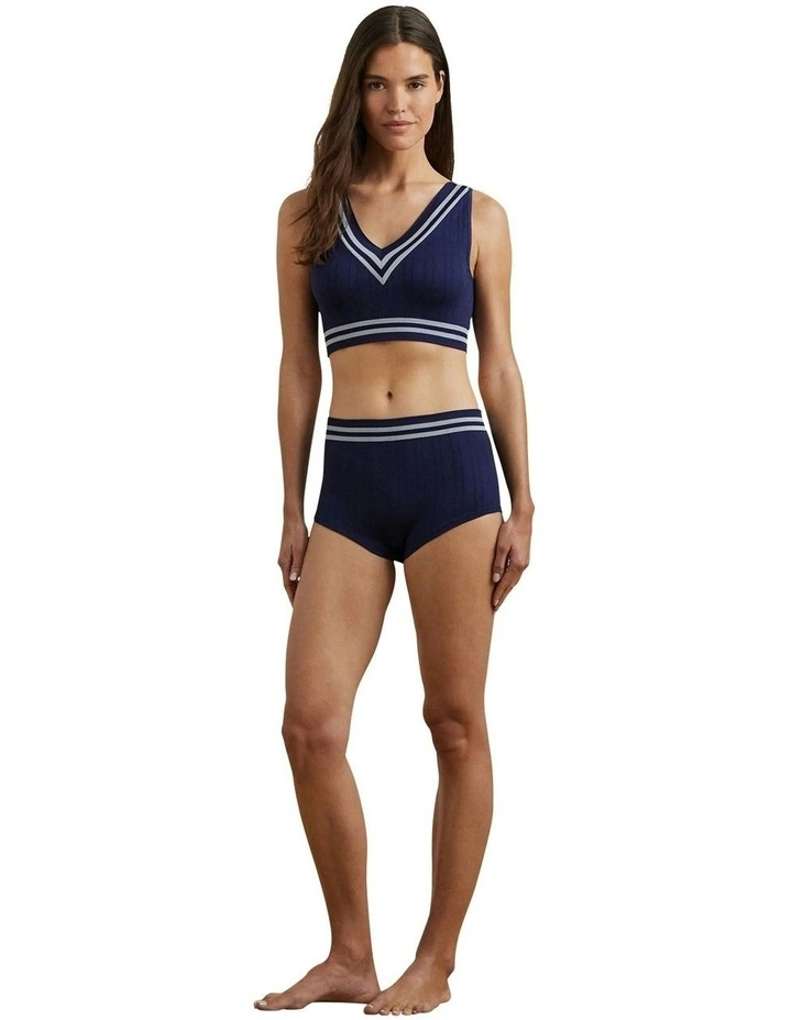Cricket Cable Knit Lightly-Lined Crop Top Bra in Navy image 6
