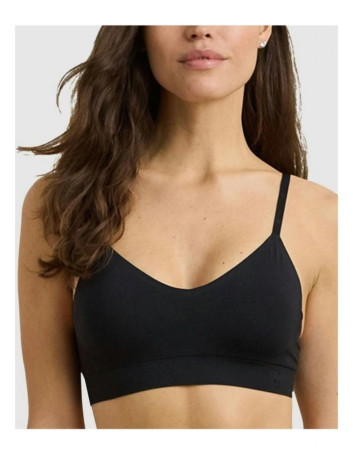 Luxe Smoothing Lightly Lined Wirefree Seamless Bralette in Black image 1