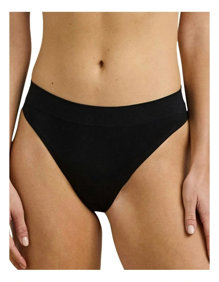 Lauren Seamless Recycled Jersey Thong in Black image 1