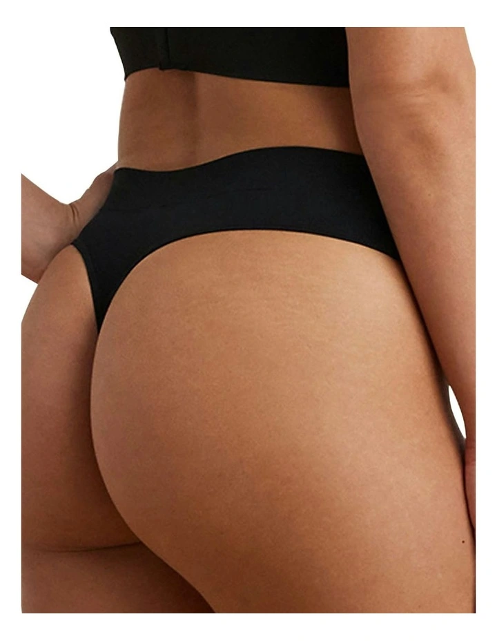 Lauren Seamless Recycled Jersey Thong in Black image 2