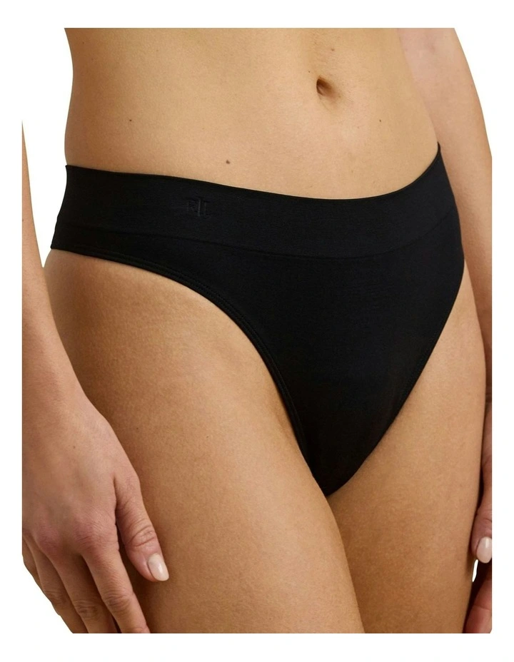 Lauren Seamless Recycled Jersey Thong in Black image 3