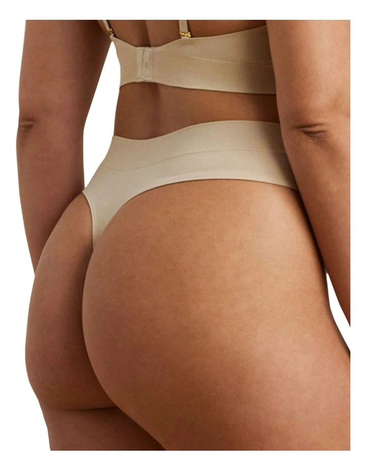 Lauren Seamless Recycled Jersey Thong in Light Truffle image 2