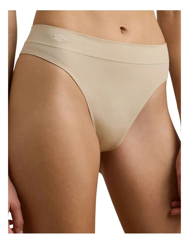 Lauren Seamless Recycled Jersey Thong in Light Truffle image 3