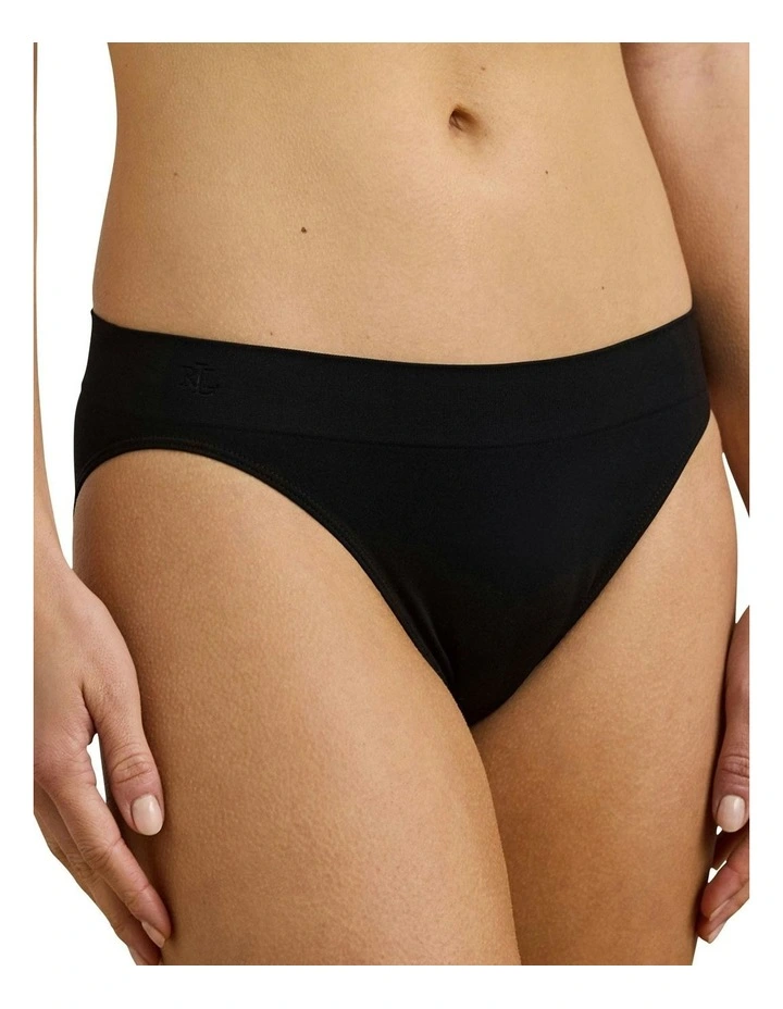 Lauren Seamless Recycled Jersey High Leg Bikini Brief in Black image 3
