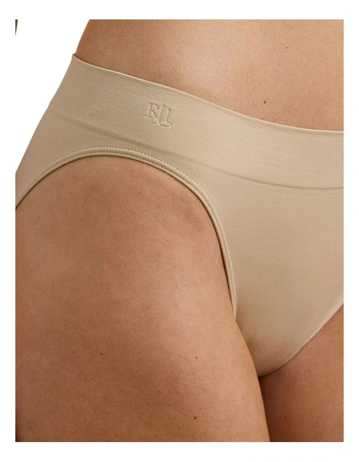 Lauren Seamless Recycled Jersey High Leg Bikini Brief in Light Truffle image 3