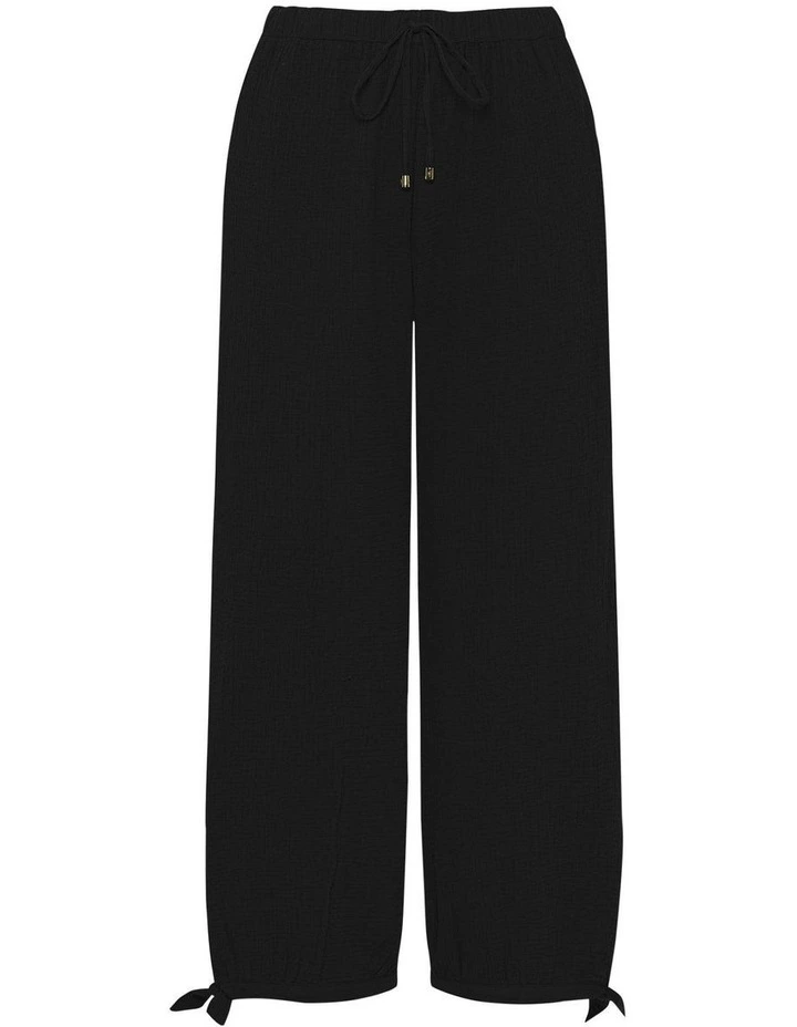 Organic Cotton Gauze Drawstring Pant Beach Cover-Up in Black image 7