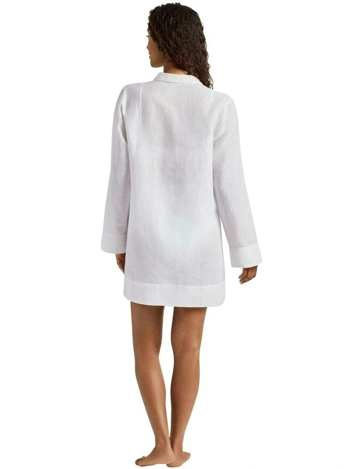 Cotton & Linen Wide Cuff Tunic Cover Up in White image 5