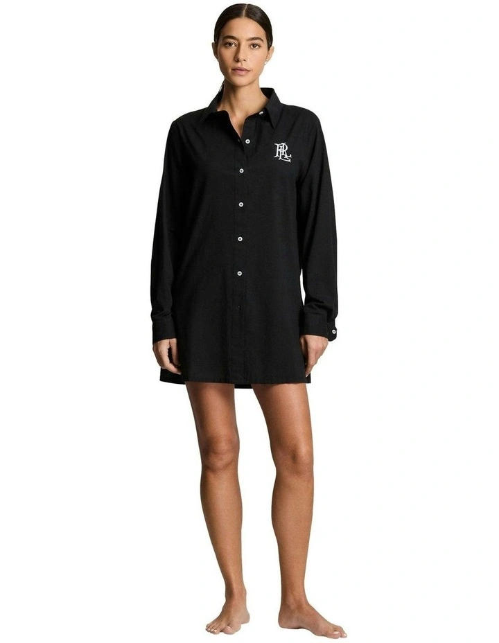 Cotton Voile Camp Shirt Beach Cover-Up in Black image 4