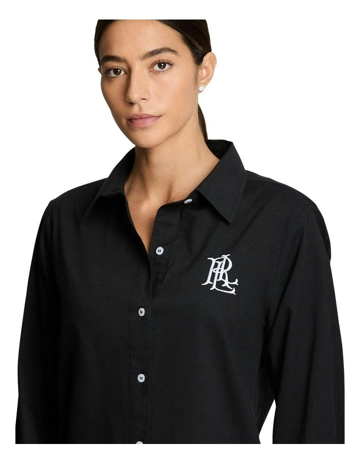 Cotton Voile Camp Shirt Beach Cover-Up in Black image 6
