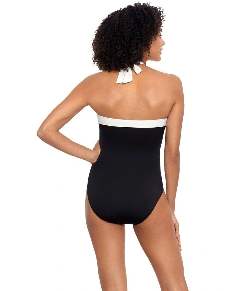 Bel Air Shirred Halter One-Piece Swimsuit in Black image 2