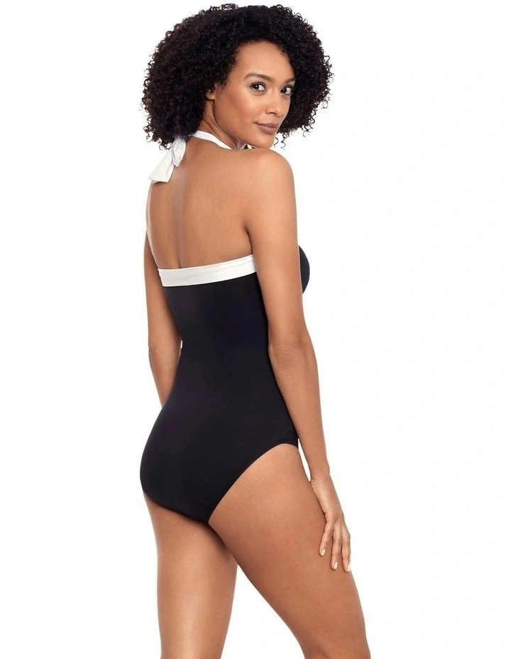 Bel Air Shirred Halter One-Piece Swimsuit in Black image 3