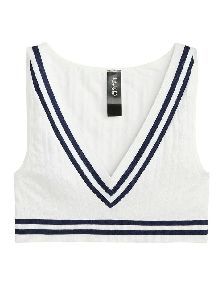 Cricket Cable Knit Lightly-Lined Crop Top Bra in White image 5