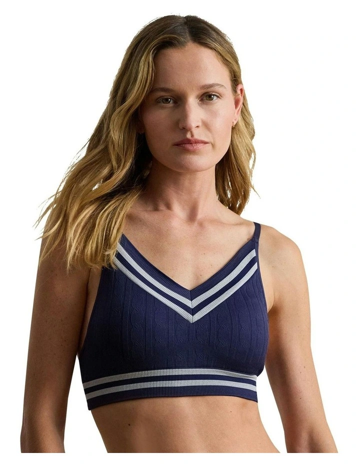 Cricket Cable Knit Wirefree Padded Bralette in Navy image 1