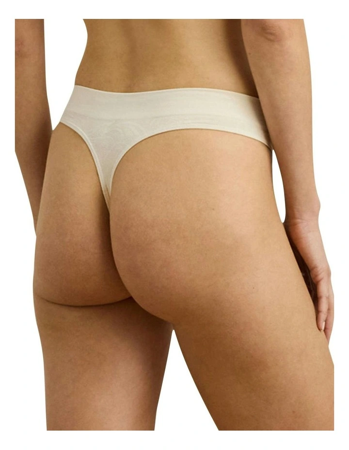 Lauren Seamless Paisley Jacquard Thong in Sand image 2