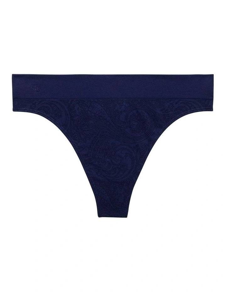 Lauren Seamless Paisley Jacquard Thong in Navy image 7