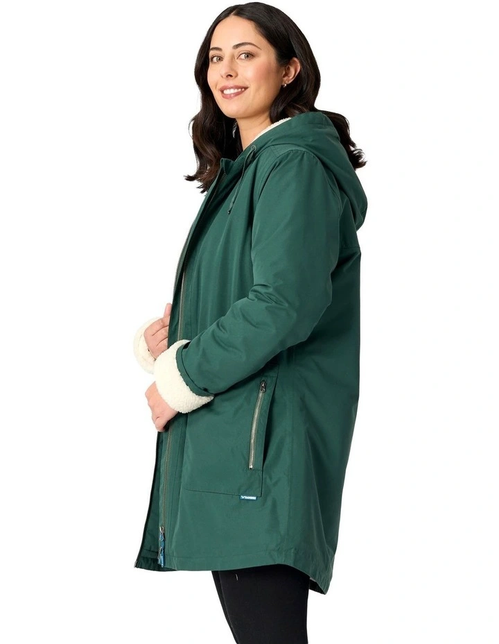 Hestia Waterproof Coat in Dark Green image 3