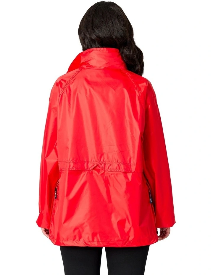Stowaway Waterproof Rain Jacket in Red image 2