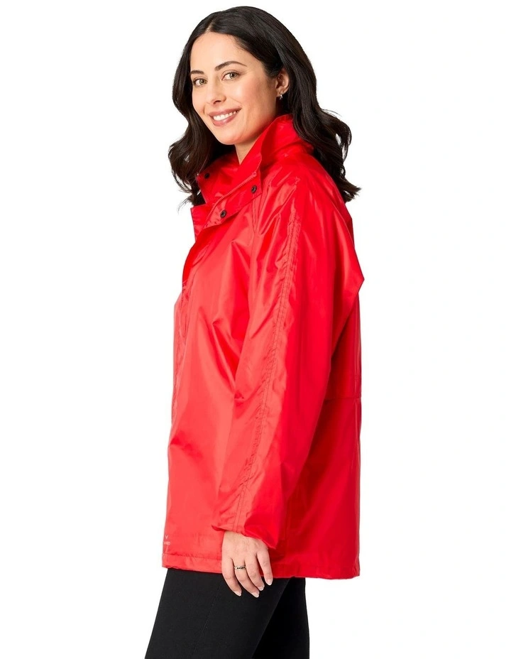 Stowaway Waterproof Rain Jacket in Red image 3