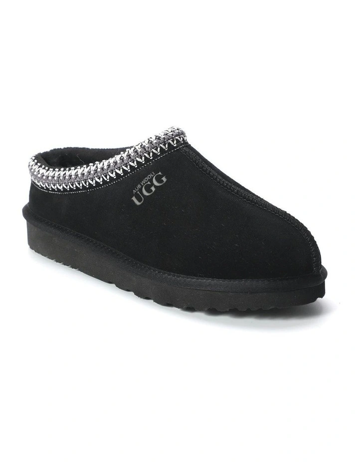Sheepskin Ankle Braid Croydon Slippers in Black image 1
