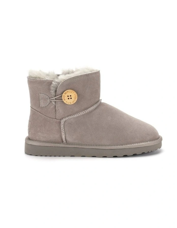 Short Sheepskin Button Boot in Grey image 2
