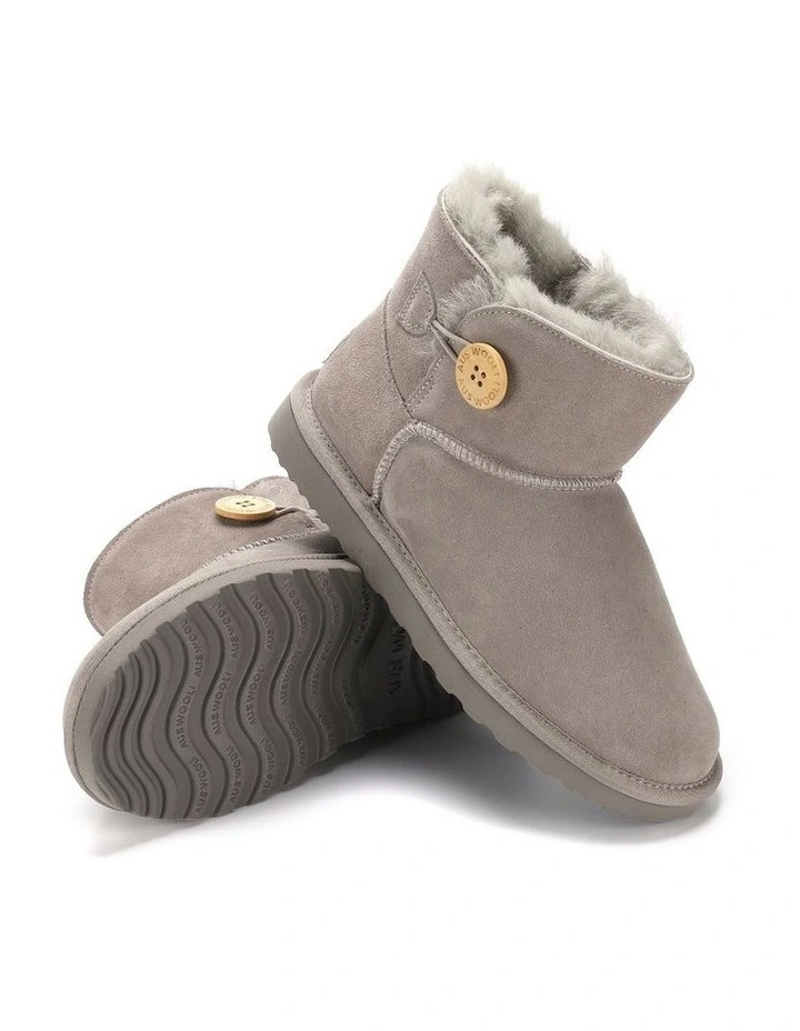 Short Sheepskin Button Boot in Grey image 5