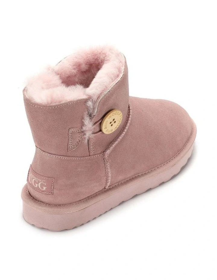 Short Sheepskin Button Boot in Pink image 3