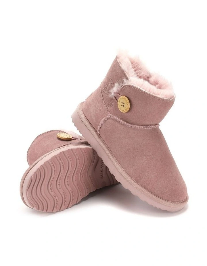Short Sheepskin Button Boot in Pink image 5
