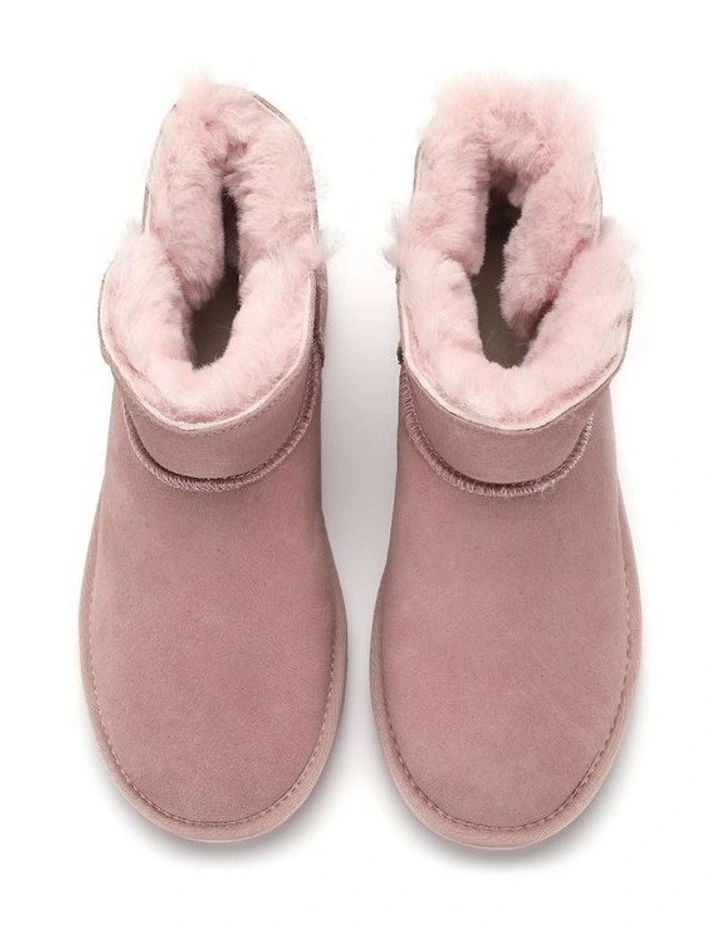 Short Sheepskin Button Boot in Pink image 6