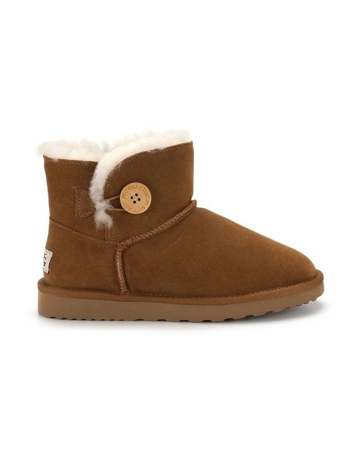 Short Sheepskin Button Boot in Brown image 2