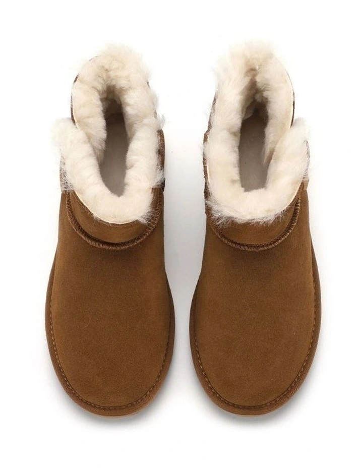 Short Sheepskin Button Boot in Brown image 6