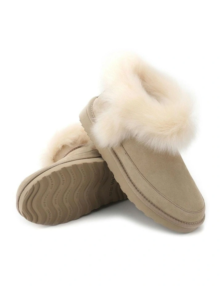 Luxe Sheepskin Wool-Trim Ankle Boots in Beige image 3