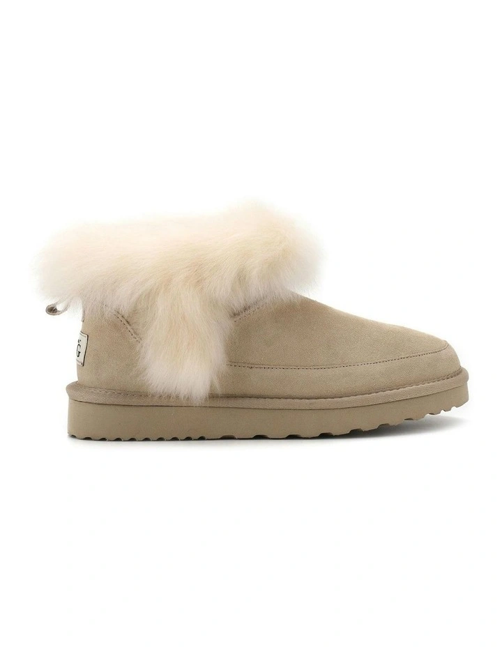 Luxe Sheepskin Wool-Trim Ankle Boots in Beige image 4