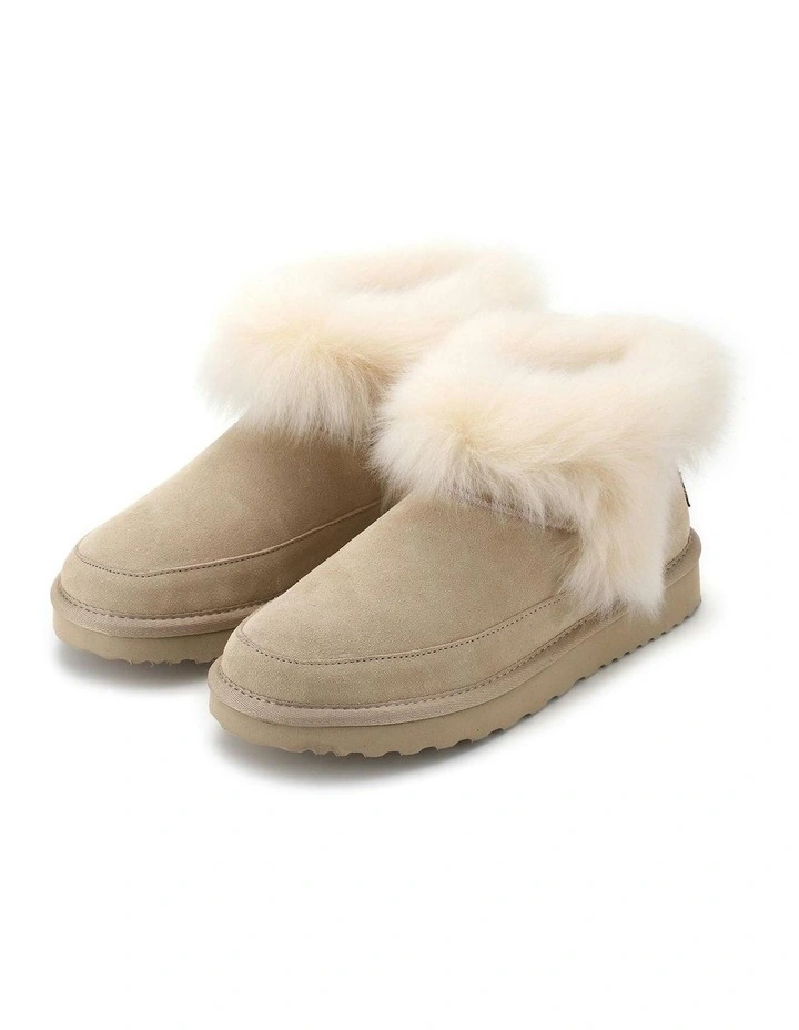 Luxe Sheepskin Wool-Trim Ankle Boots in Beige image 6