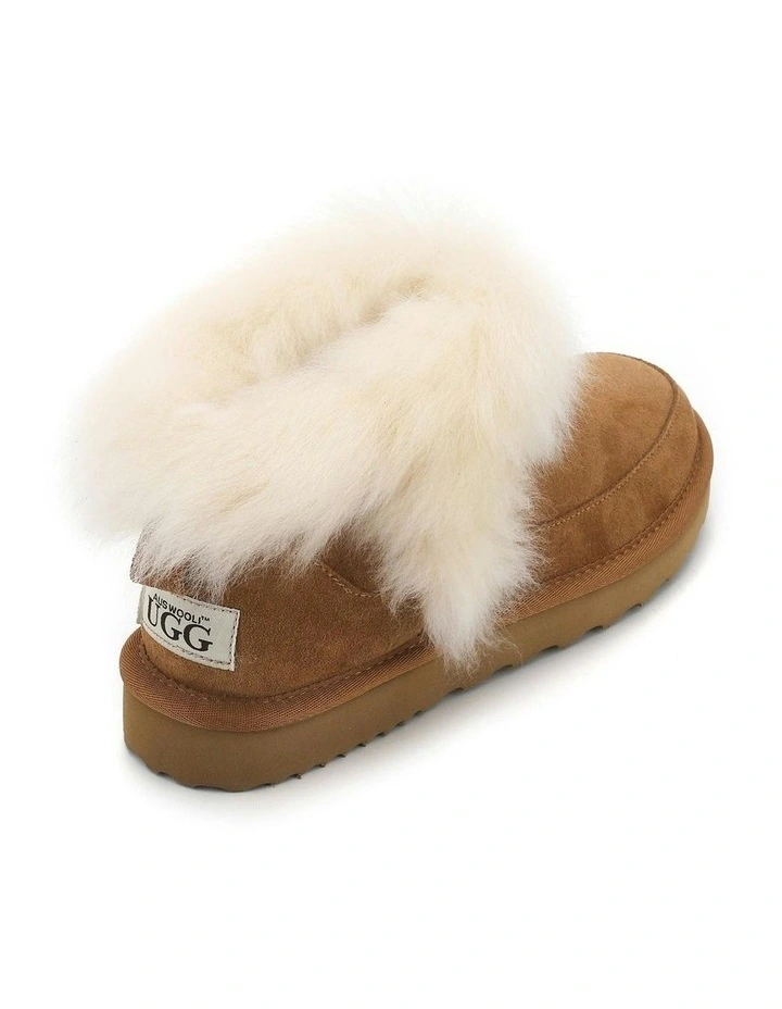 Luxe Sheepskin Wool-Trim Ankle Boots in Brown image 4