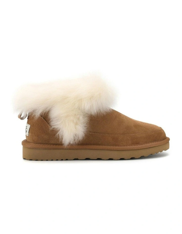 Luxe Sheepskin Wool-Trim Ankle Boots in Brown image 5