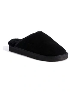 Sheepskin Wool Manly Slippers in Black