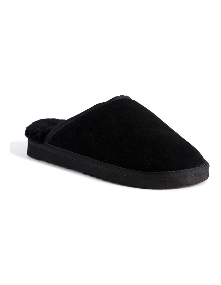 Sheepskin Wool Manly Slippers in Black image 1
