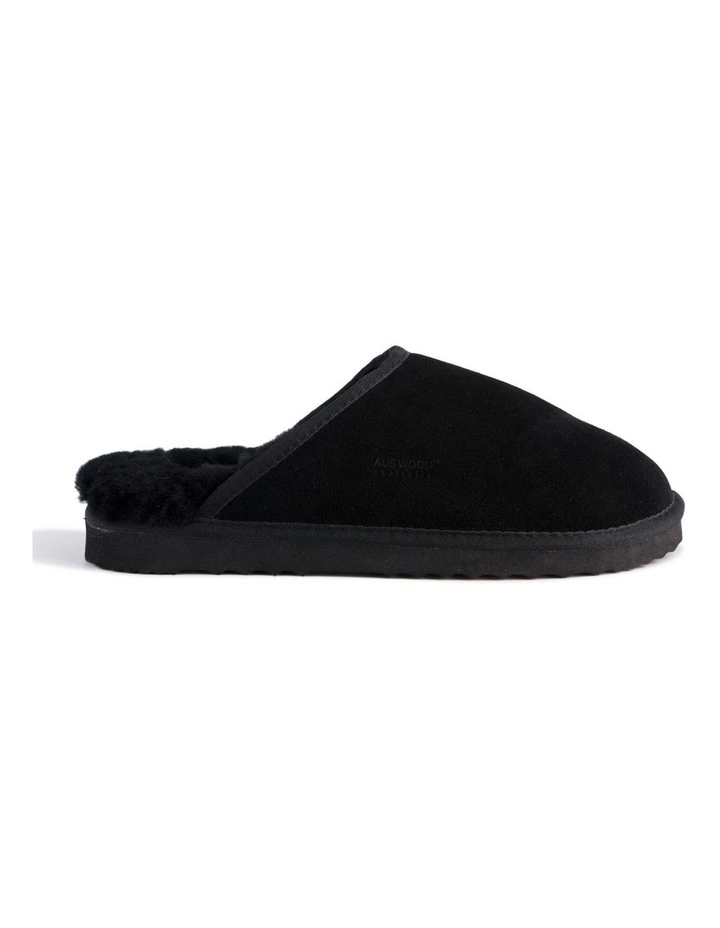 Sheepskin Wool Manly Slippers in Black image 2