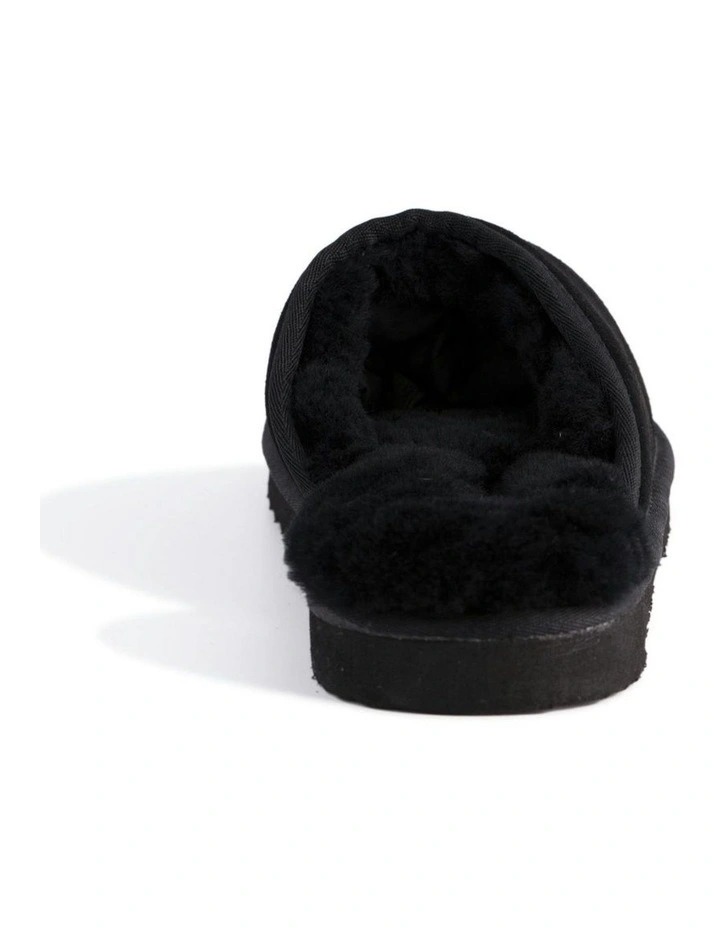 Sheepskin Wool Manly Slippers in Black image 3
