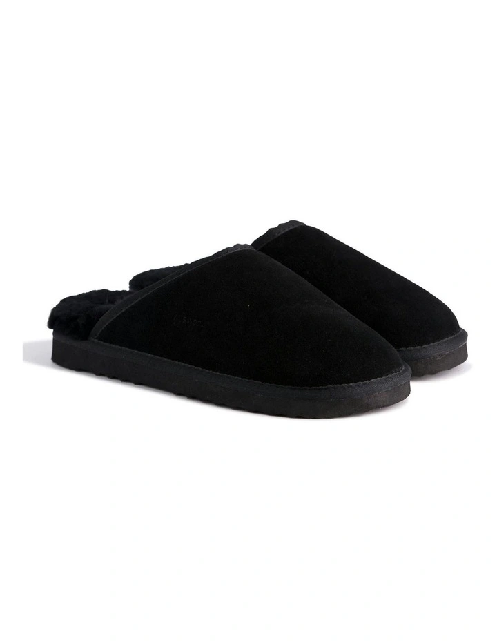 Sheepskin Wool Manly Slippers in Black image 6