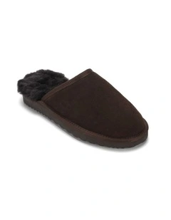 Sheepskin Wool Manly Slippers in Brown
