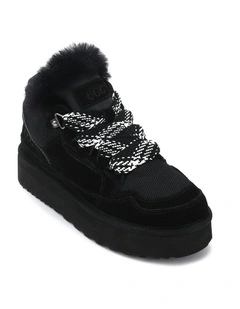 Urban Chic Sheepskin Wool Lace-Up Sneakers in Black