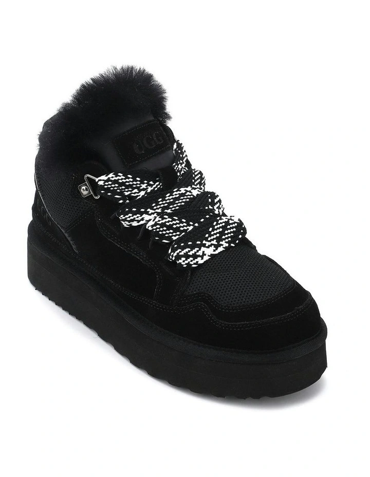 Urban Chic Sheepskin Wool Lace-Up Sneakers in Black image 1