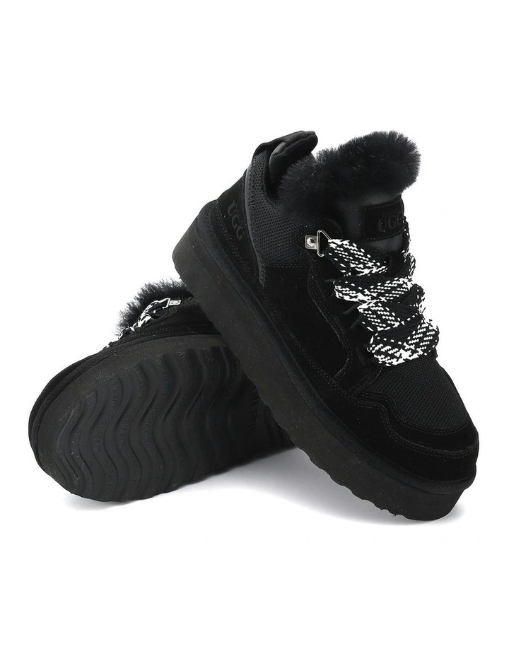 Urban Chic Sheepskin Wool Lace-Up Sneakers in Black image 3