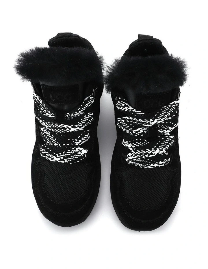 Urban Chic Sheepskin Wool Lace-Up Sneakers in Black image 4