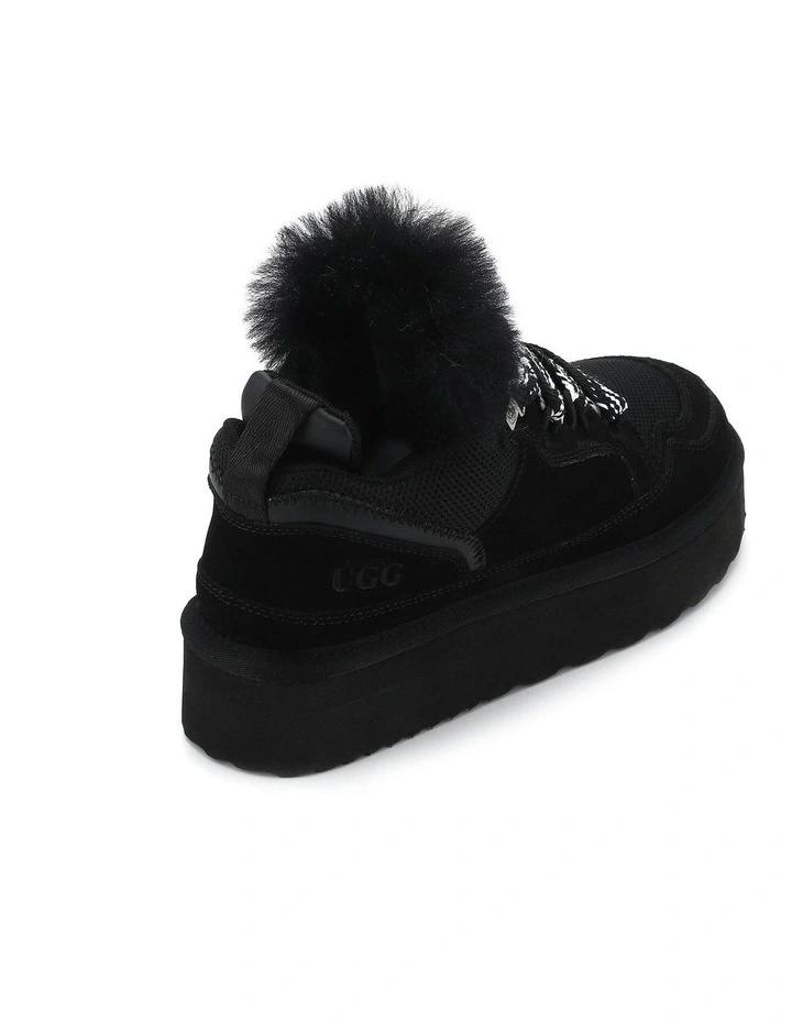 Urban Chic Sheepskin Wool Lace-Up Sneakers in Black image 5
